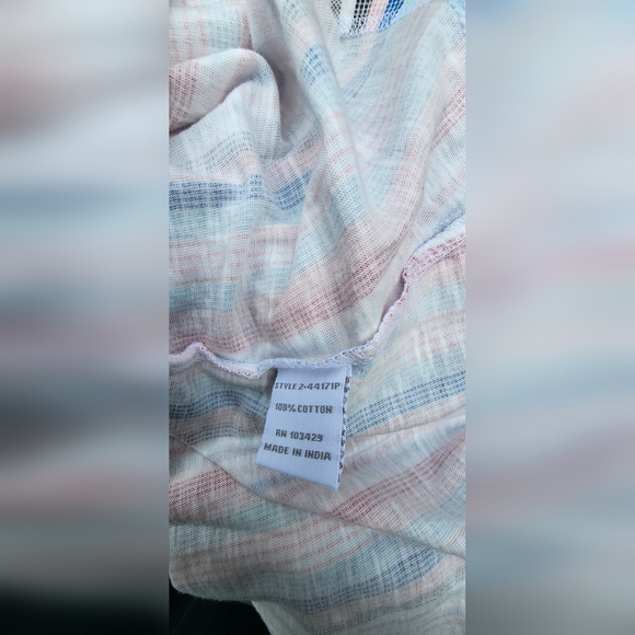 Intro. 100% Cotton Multicolor Striped Blouse with Button Detail - Picture 4 of 4